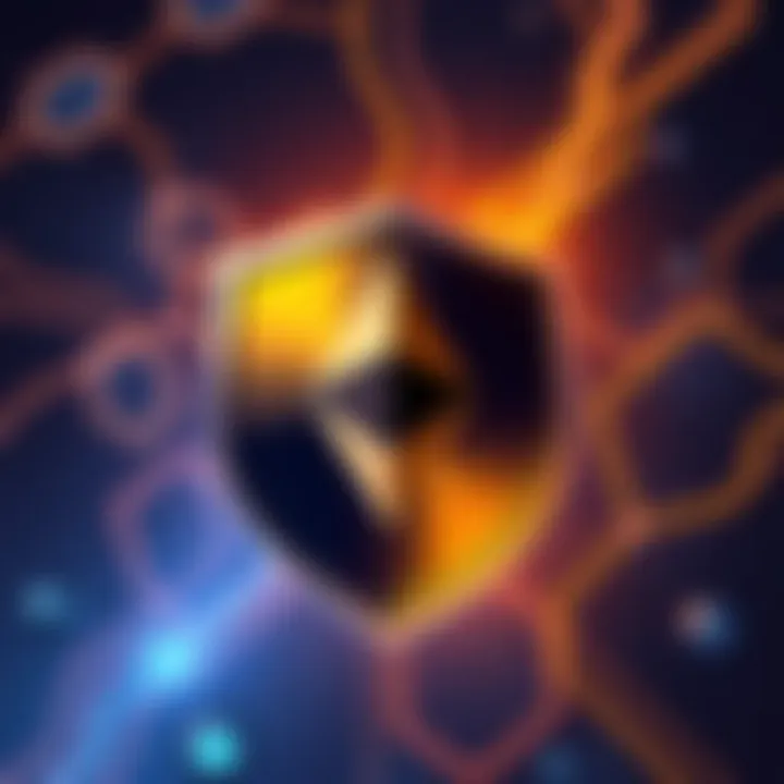 Illustration of a shield with the Ethereum logo, symbolizing enhanced security against blind signing. Users are depicted feeling safe with their transactions.