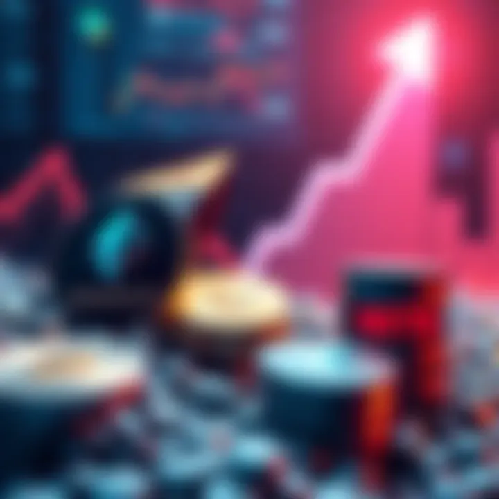 A visual representation of Ethereum staking rewards, showing ETH coins transitioning to rETH with a backdrop of a digital graph trending upward