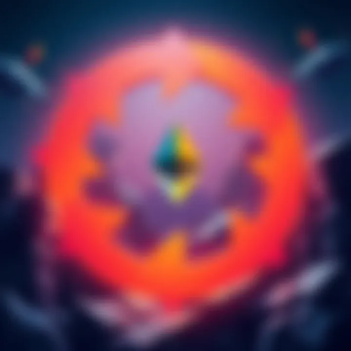 Illustration showing a cycle of capital reinvestment in Ethereum, with arrows indicating flow between stakeholders and projects, symbolizing growth and collaboration.