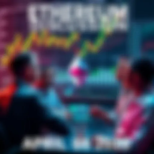 A group of people chatting about Ethereum updates and events, with charts and graphs in the background.