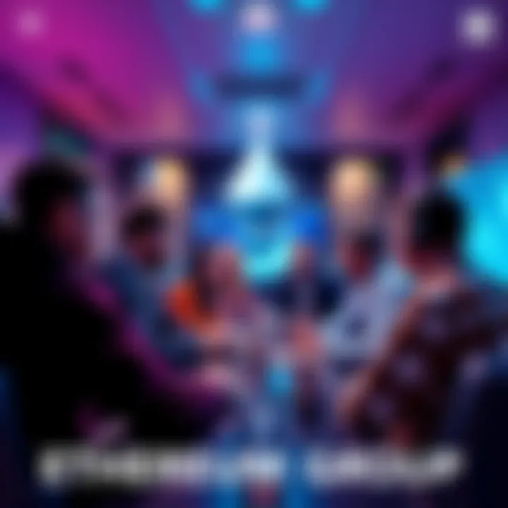 A diverse group of people engaging in a lively discussion about Ethereum topics at a virtual forum