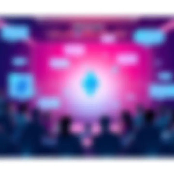 A vibrant online community discussing Ethereum topics, featuring chat bubbles and a digital interface