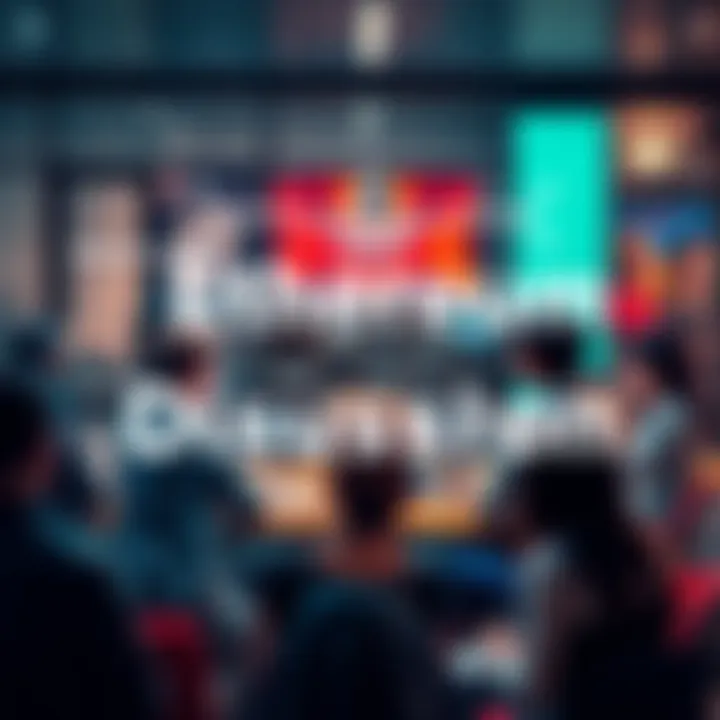 A diverse group of people discussing Ethereum topics in a modern setting.