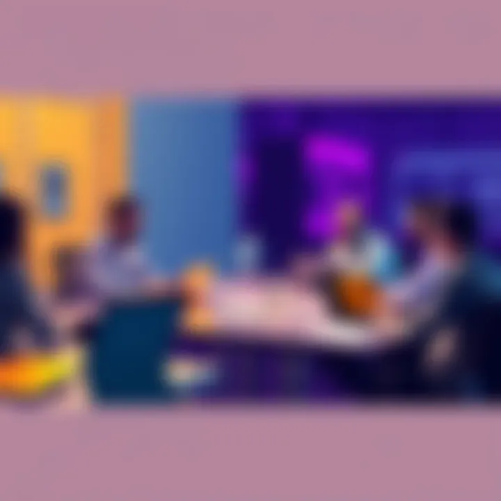 A group of people engaging in a discussion about Ethereum at a table with laptops and notes.