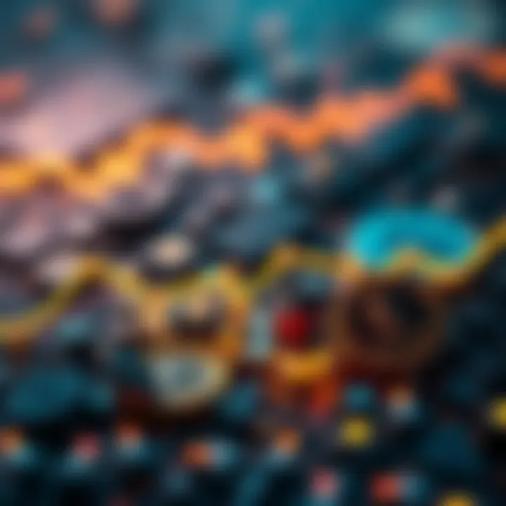 A graphic showing a downward trend in Ethereum gas fees with symbols of the Ethereum network