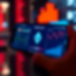 A smartphone displaying Ethereum gas price notifications with graphs and charts visible.