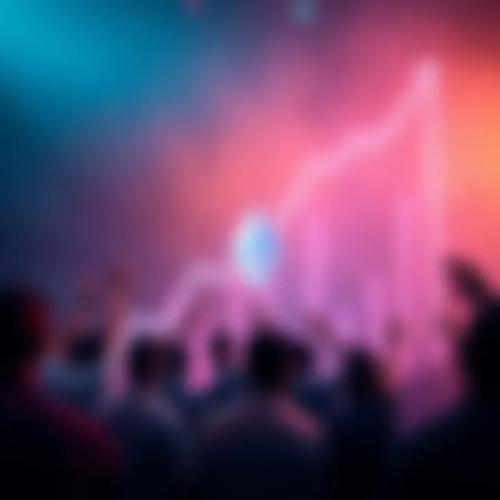 Graph showing ETH value increasing with people in the background celebrating the growth