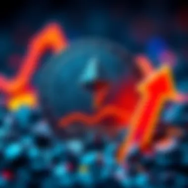 Ethereum coin with an upward arrow symbolizing potential price increase