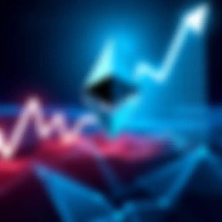 Ethereum logo with rising graph Ethereum logo displayed with an upward trending graph, symbolizing a predicted price increase to $2,000 by Friday.