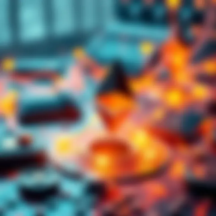 A graphic representing Ethereum smart accounts with blockchain symbols and digital wallets