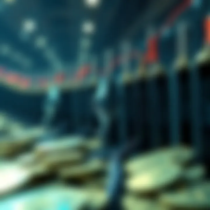 Ethereum Staking Queue A visual representation of Ethereum staking with a large queue and ETH coins, symbolizing the rise in staking despite price decline.