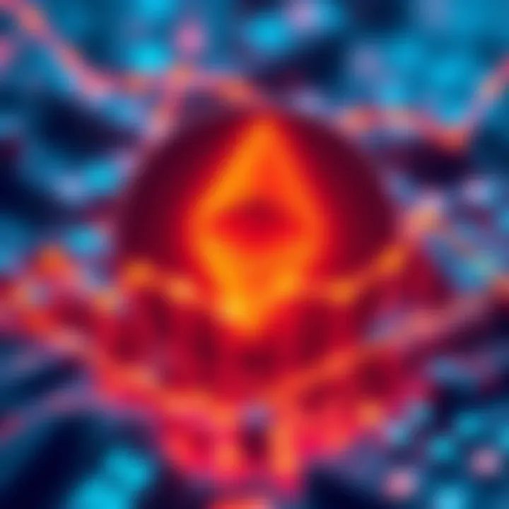 Graphic showing Ethereum symbol with rising transaction numbers illustrating robust activity