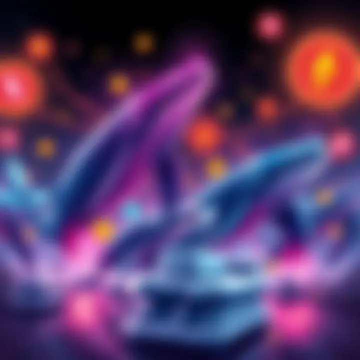 Illustration of Ethereum whales moving $400 million with digital currency symbols