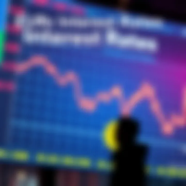 A financial chart showing a downward trend in EURc interest rates with a person looking at it thoughtfully.