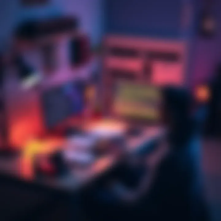 A person analyzing their computer setup at a desk with notes and tools around