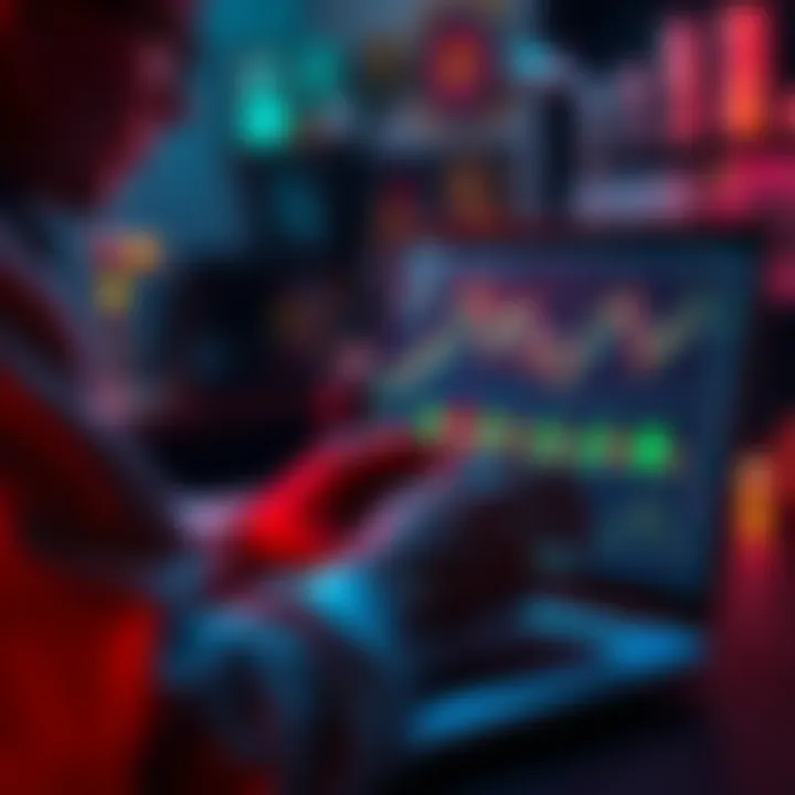 A person analyzing a chart on a laptop, considering their cryptocurrency holdings and investments