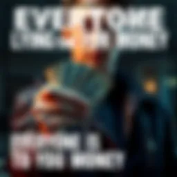 Film Poster for Everyone Is Lying to You for Money A dramatic film poster showing a person holding cash with a concerned expression, symbolizing themes of greed and dishonesty.