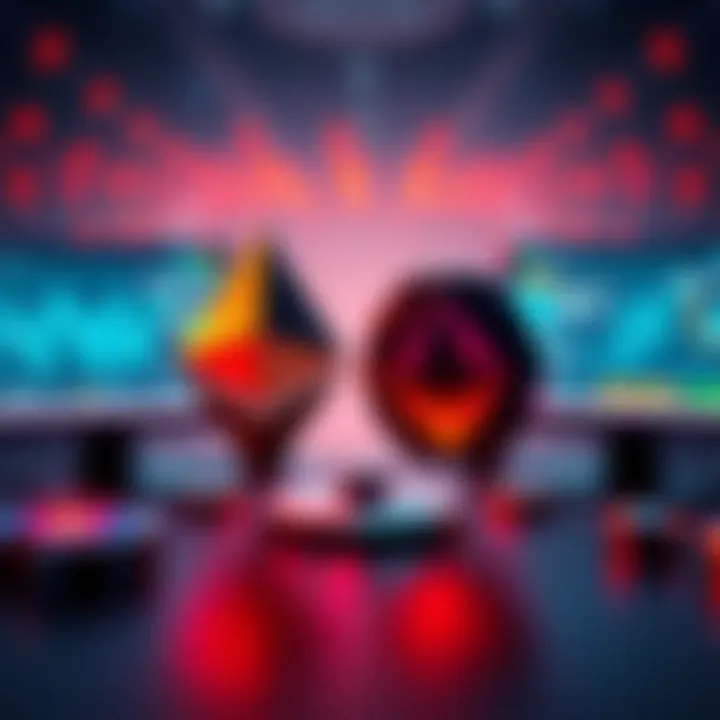 A visual representation of exchanging Ethereum for Monero using decentralized platforms, showing user-friendly interfaces and secure transactions