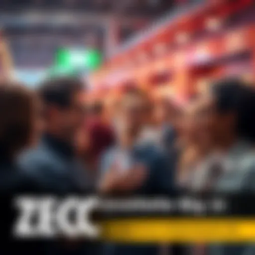 A diverse group of people enthusiastically discussing ZEC investments at a bustling location