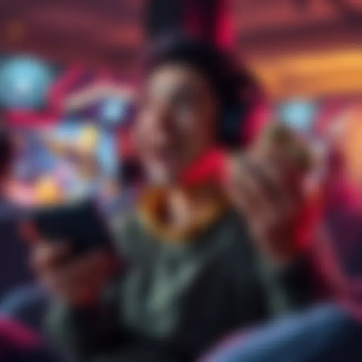 Excited Upgrade Journey A person happily holding scraps while looking at a video game or upgrade screen, showing excitement for an upcoming upgrade.