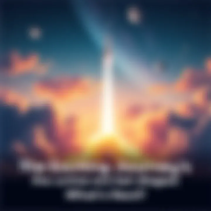 A vibrant scene with a rocket launching into the sky, symbolizing the start of an adventurous journey.