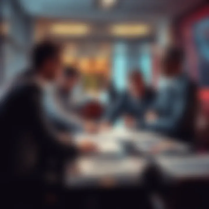 Group of business executives in a meeting, discussing the impact of AI on jobs with charts and reports on the table