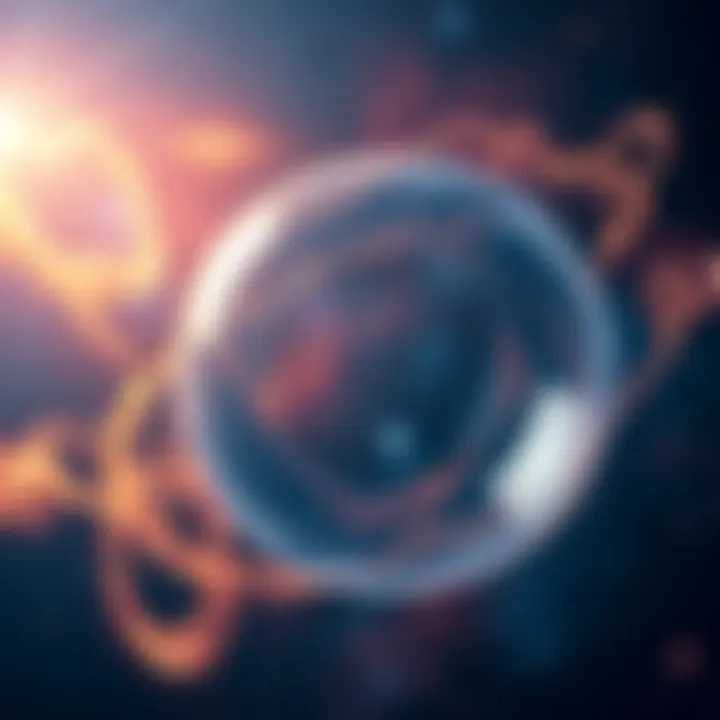 A visual representation of the universe expanding like a bubble, with stars and galaxies forming in the background, surrounded by flowing space and time elements.