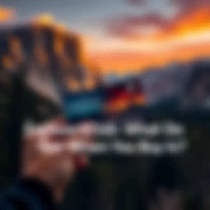 A person holding an Explorer's Club membership card with a scenic background of mountains and trees, representing adventure and rewards