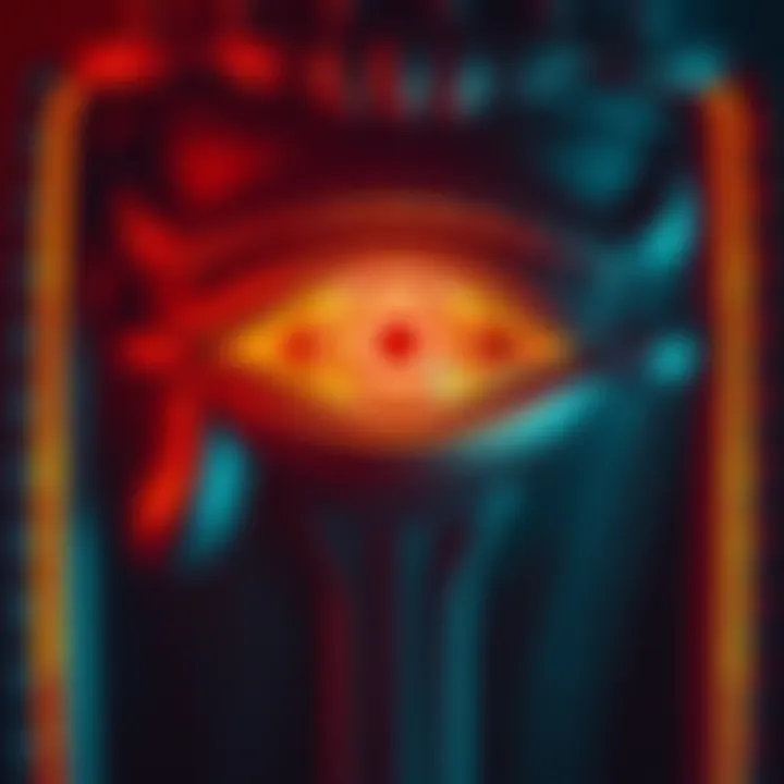 A close-up view of the Eye of Horus symbol, showcasing its distinct design and ancient Egyptian style.