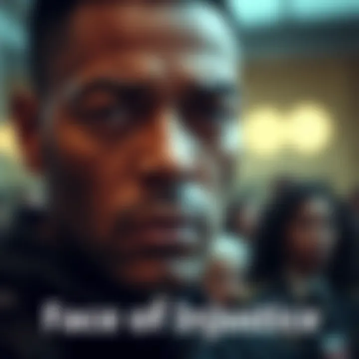 A close-up portrait of a concerned individual looking away, reflecting on their experiences with injustice in society.