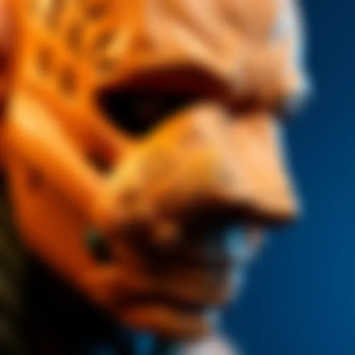 Close-up of the Fahrul head sculpt showing defective wrist hinges with stress marks and fractures