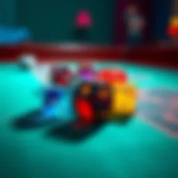 A set of colorful dice rolled on a game table, showing their faces with numbers clearly visible, symbolizing fairness in gameplay.