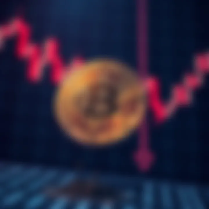 Falling Coin Symbol A coin dropping in value with a downward trend graph in the background