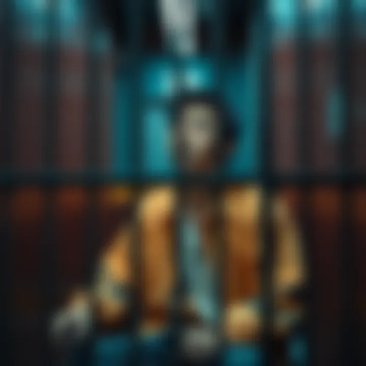 A man sitting in a prison cell, looking surprised as he recognizes someone on the screen