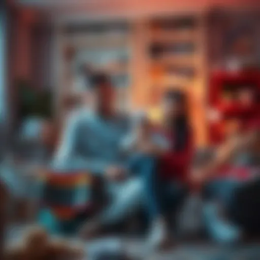A worried family holding their infant, facing a financial crisis due to frozen funds, sitting in a living room cluttered with baby supplies.