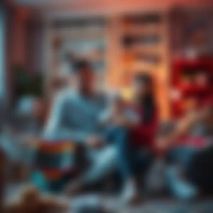 A worried family holding their infant, facing a financial crisis due to frozen funds, sitting in a living room cluttered with baby supplies.