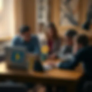 Family discussing Bitcoin inheritance A family gathered around a table talking about Bitcoin inheritance planning, with a laptop showing a Bitcoin wallet on the screen.