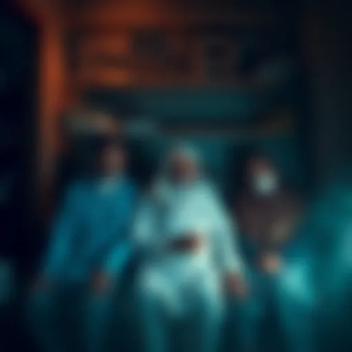 Mohammad Al-Taani and his family sit in a dark room, showing signs of illness and distress, with empty shelves around them, highlighting their struggle without electricity for two years.