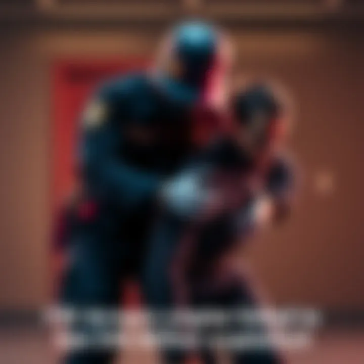 An FBI agent apprehending a contractor linked to a cryptocurrency theft, with badges and handcuffs visible