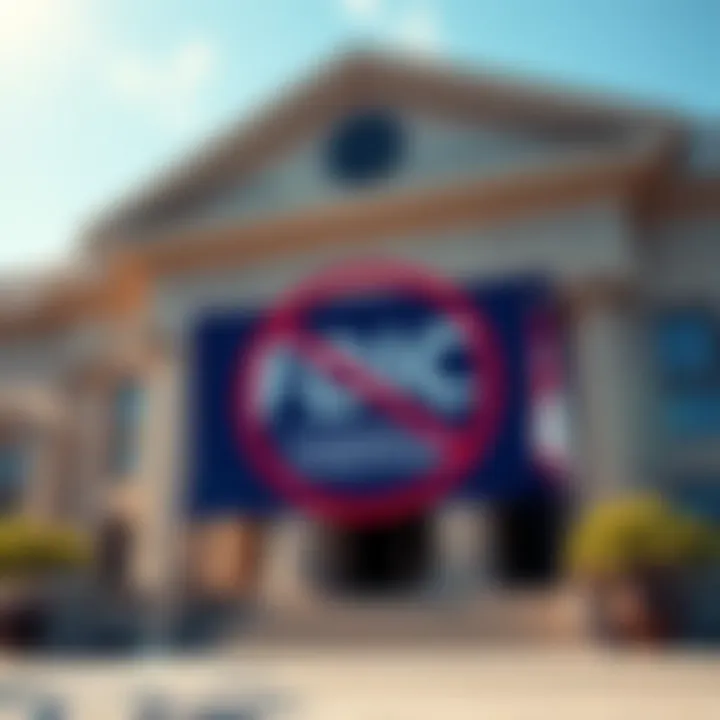 The FDIC building with a sign announcing no deposit insurance for stablecoins, highlighting concerns in the cryptocurrency market.