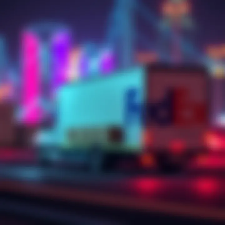 FedEx truck carrying packages with a digital blockchain representation in the background