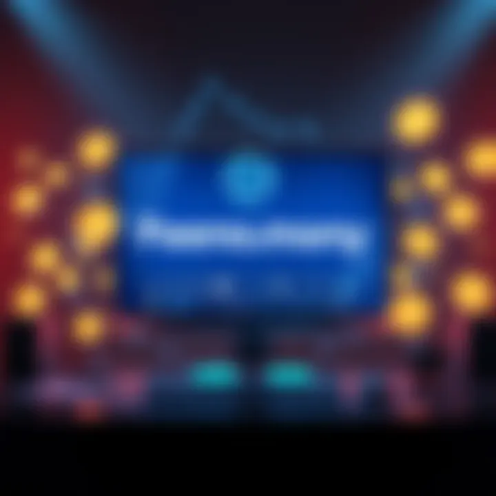 Feeless.money platform displayed on a computer screen with cryptocurrency symbols around it