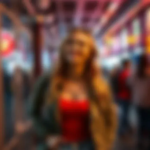 A confident young woman smiling and posing in a trendy outfit, reflecting joy and self-expression.