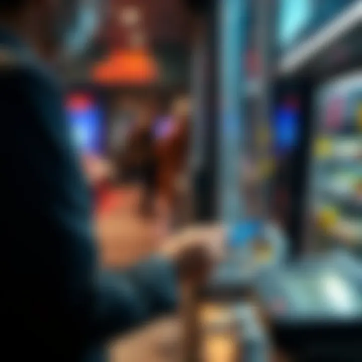 A person using a crypto card at a point-of-sale terminal while checking their smartphone for transaction details.