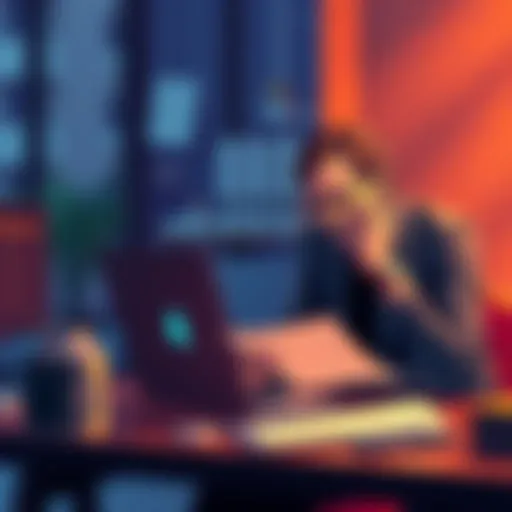 Fidelity to Kraken Wire Transfer A visual representation of a wire transfer from Fidelity not reaching Kraken, showing a frustrated customer with a computer and bank documents.