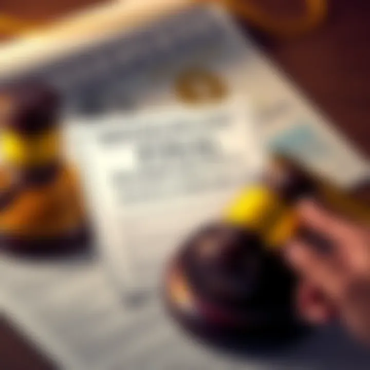 A legal notice for bankruptcy against Binance Switzerland with a gavel and financial documents in the background