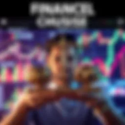 A person weighing options between holding and selling assets, with charts and financial graphs in the background.