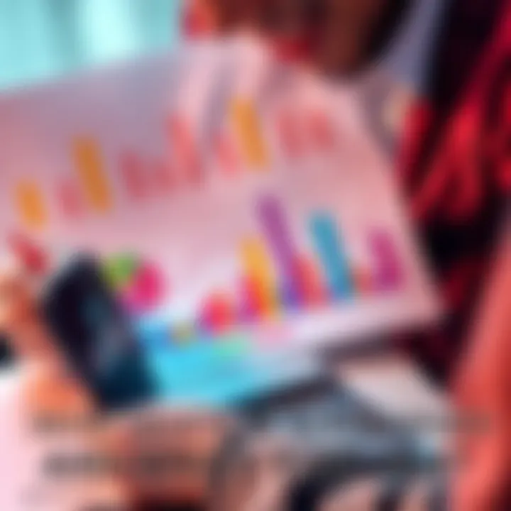 Financial Growth and Spending A person analyzing a colorful chart of earnings and expenses with a calculator and notes