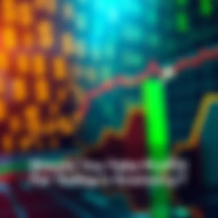 A chart showing increasing profits in a fluctuating market with dollar signs in the background.
