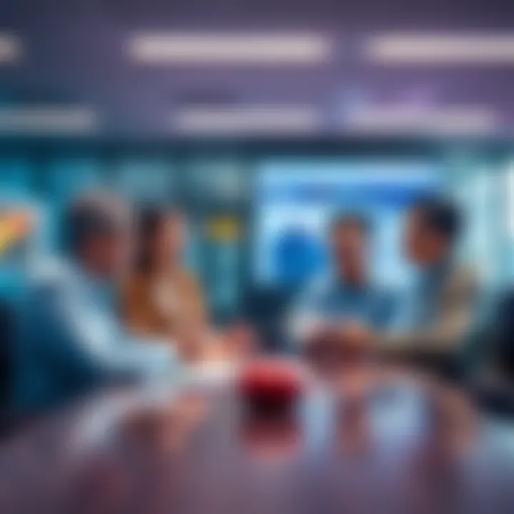 Representatives from Visa, ANZ, ChinaAMC, and Fidelity discussing a cross-border settlement with Chainlink technology in a modern office setting.